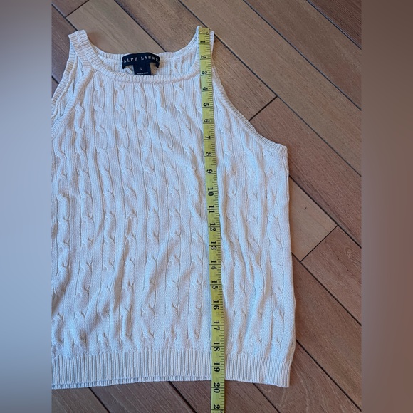 Vintage Ralph Lauren Black Label Cable Knit Silk Sleeveless Cream Tank L - Picture 9 of 13